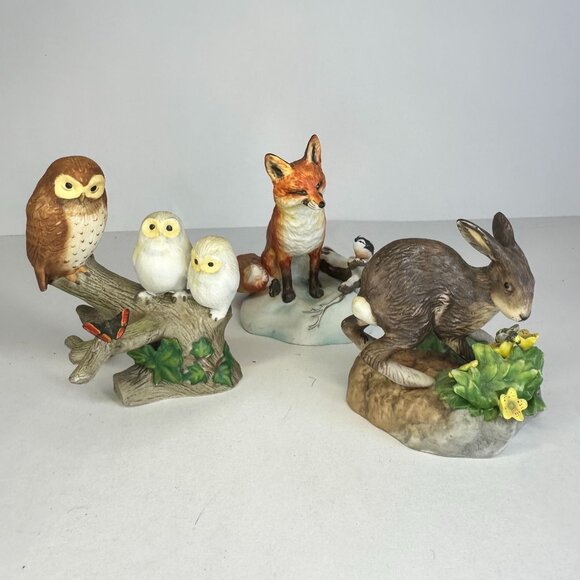 Other - Lot Three Franklin Porcelain Woodland Animal Figurines by Peter Barrett